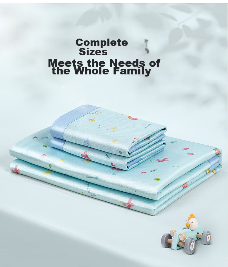 Fuannaertong Class A Cooling Mat with Printed Cooling Design, Soft Mat Set for Two People, Three Pieces, Green, 1.8*2 Meters [Washable] 9