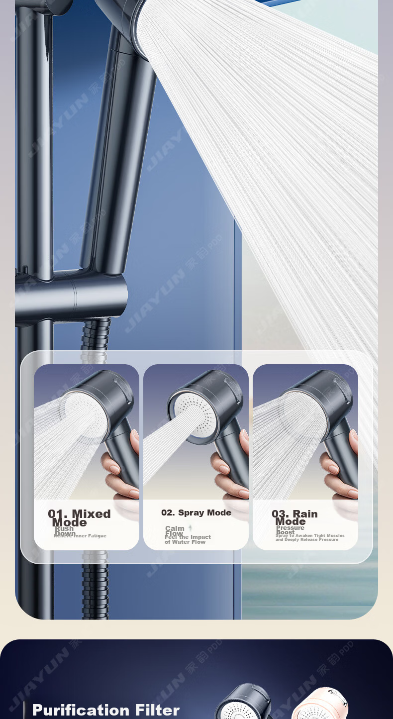 Jiayun [Seiko] High-Pressure Filtered Shower Head Powerful Multifunctional Handheld Shower Sprayer for Home Use 12