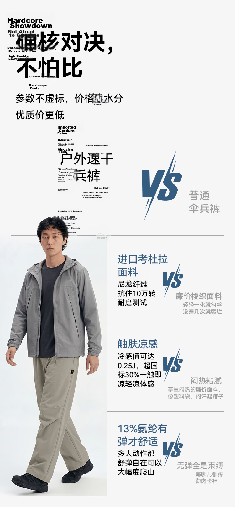 JD Jingzao [Cordura] Men's Summer Thin Casual Quick-Dry Sports Pants 26 New Style Gray 3XL 4