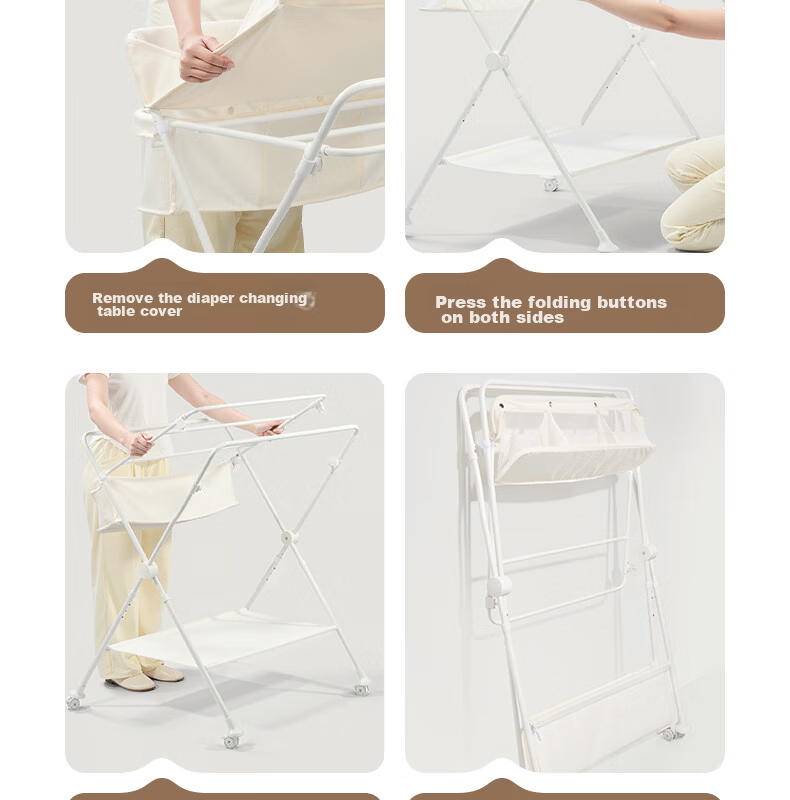 YEEHOO Diaper Changing Table Newborn Baby Care Station Baby Changing and Massage Bed Touch Bath Foldable Mobile 19