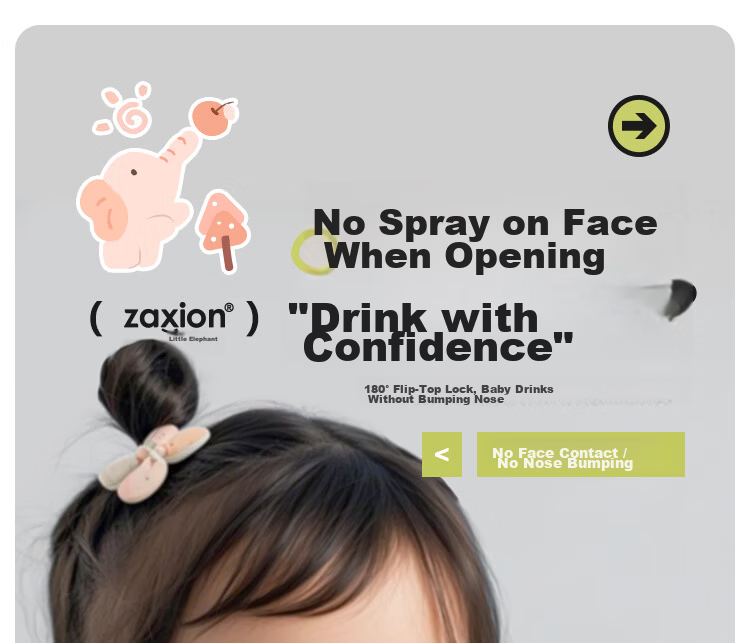 Zaxion Little Elephant Training Cup Duckbill Spout Rock Gray Green PPSU Training Cup Anti-Choke Baby Cup Straw Cup for Children 6 Months+ 8
