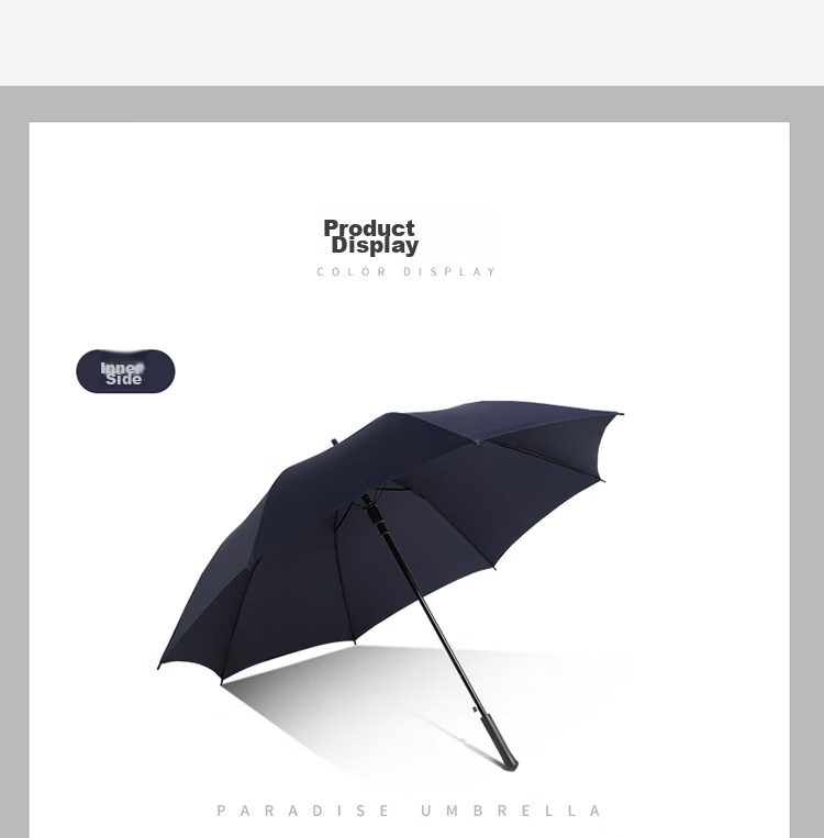 Paradise Umbrella Windproof Rain Umbrella Long Handle Large Reinforced Wind-Resistant Water-Repellent Semi-Automatic Straight Handle Moor Blue 12