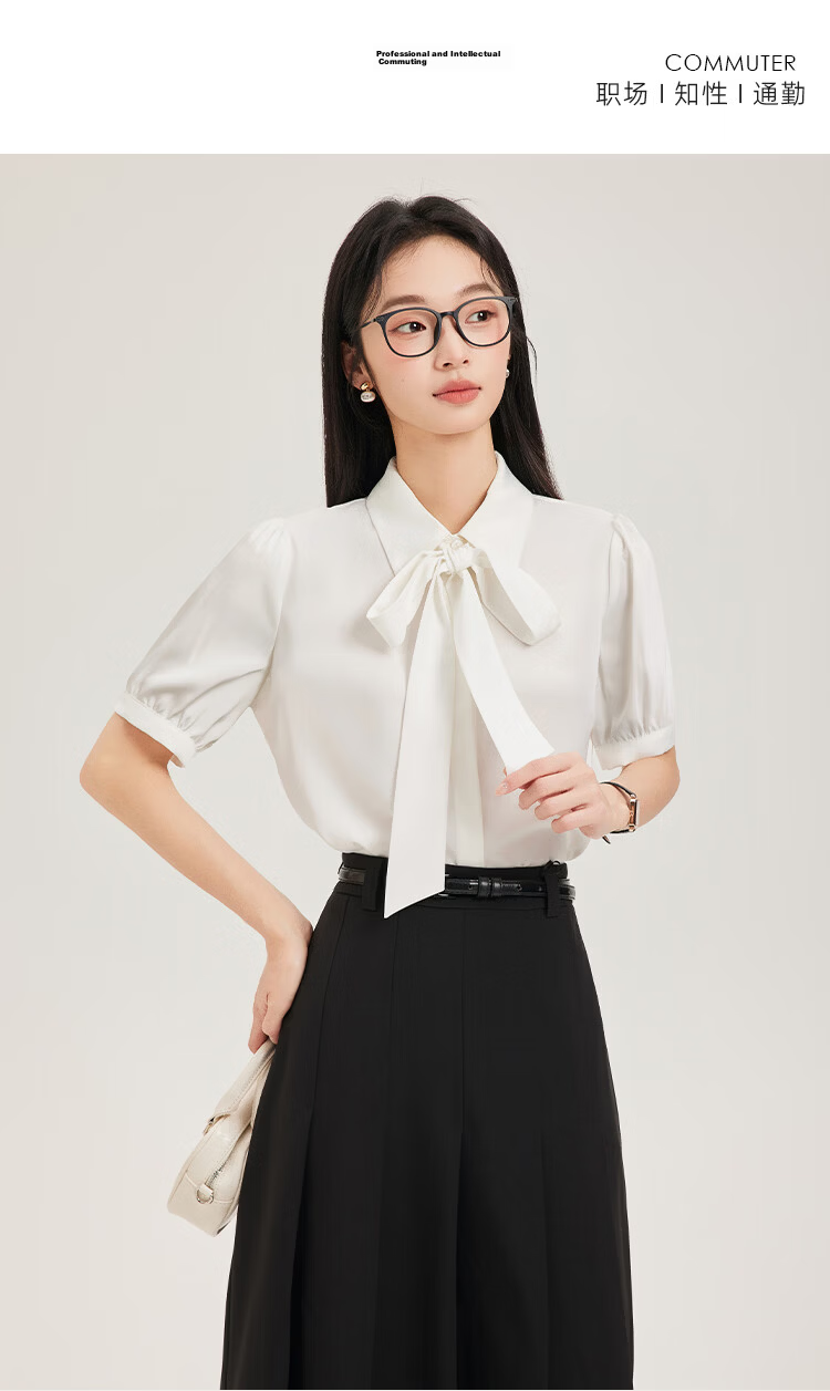 Dajiasi Blue Short Sleeve Shirt Women's Formal 2026 Summer New High-End Stylish Blouse Interview Shirt for Women 1