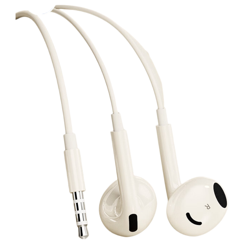 HP DHH-1112A Wired Semi-In-Ear Headphones 3.5mm Jack Compatible with Apple and Android Milk Tea Color