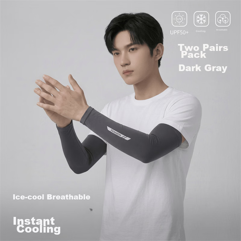 Ning'an Men's Sunscreen Arm Sleeves Ice Silk UV Protection Sleeve Summer Mountaineering Fishing Outdoor Cycling Driving Cooling Sleeves