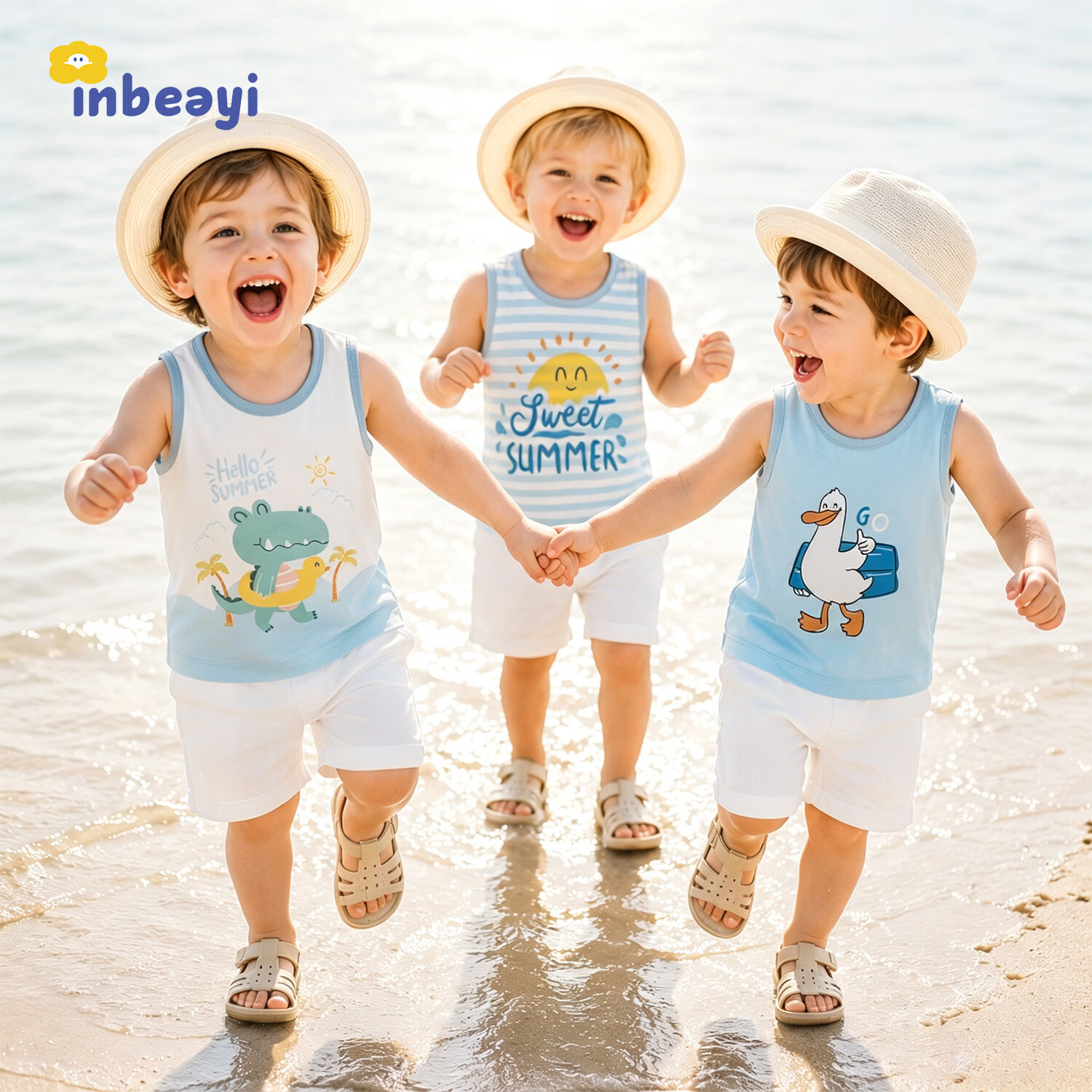 Yingbeiyi 3-Pack Children's Summer Vest Thin Breathable A-Class Sleeveless Tank Top for Boys and Girls Baby