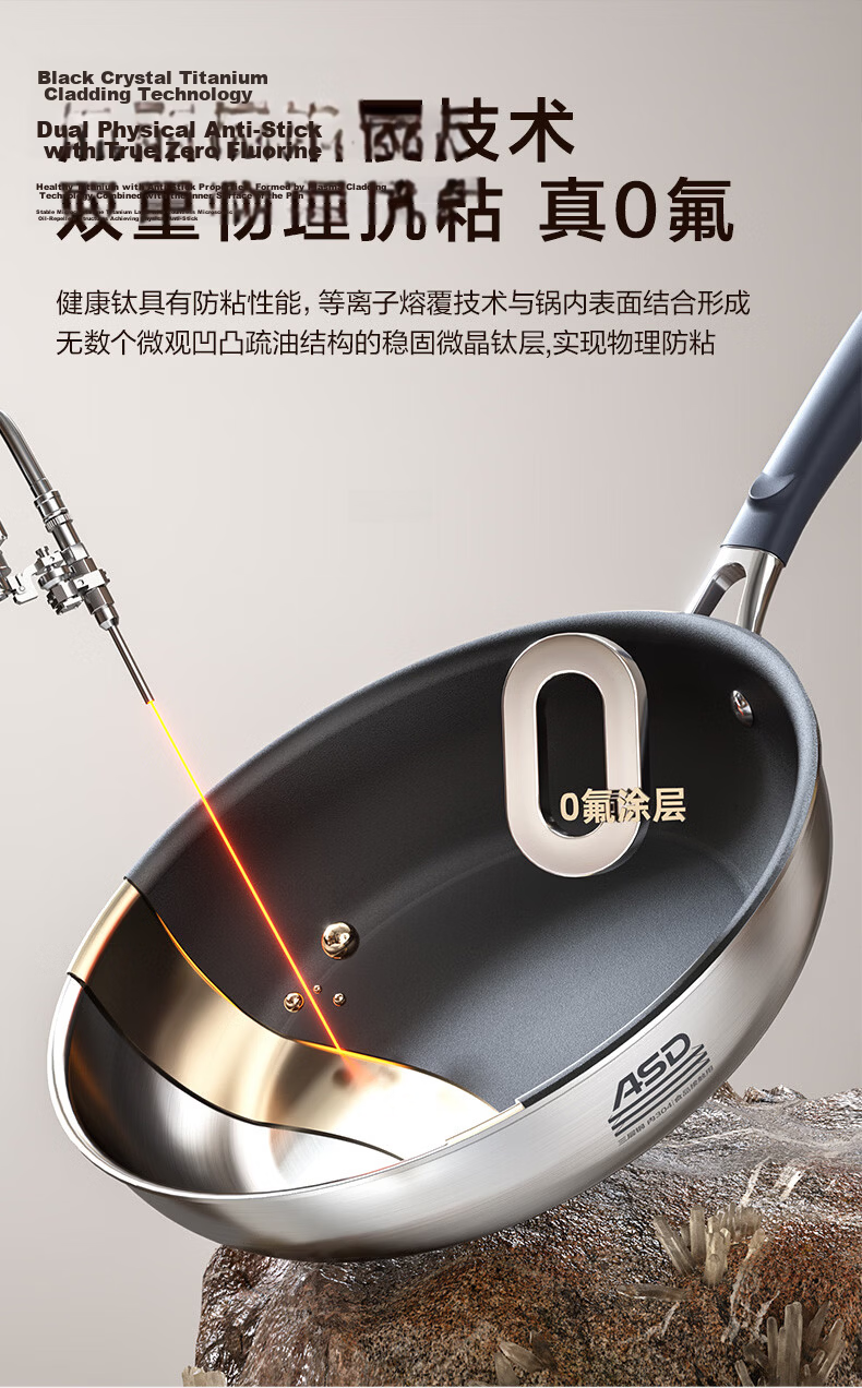 ASD 28cm Non-Stick Titanium Coating Frying Pan, Fluorine-Free, Pre-Seasoned Steak and Breakfast Skillet Z3 4