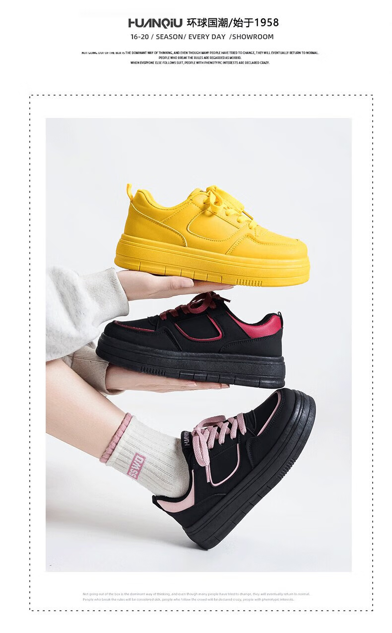Global Original Black Matte Women's Shoes 2026 New Spring Korean Style Casual Thick Sole Sports Sneakers 2