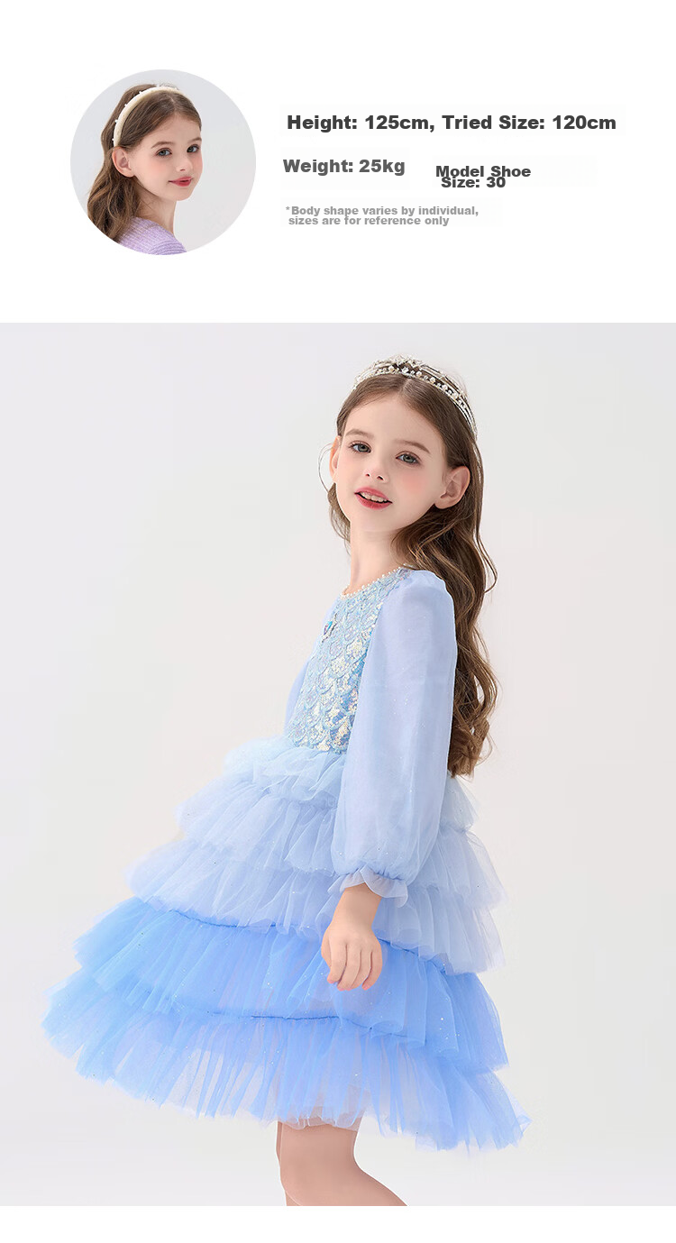 Disney Elsa Princess Dress Girls' Dress 2026 Spring New Birthday Tulle Dress Children's Clothing 11
