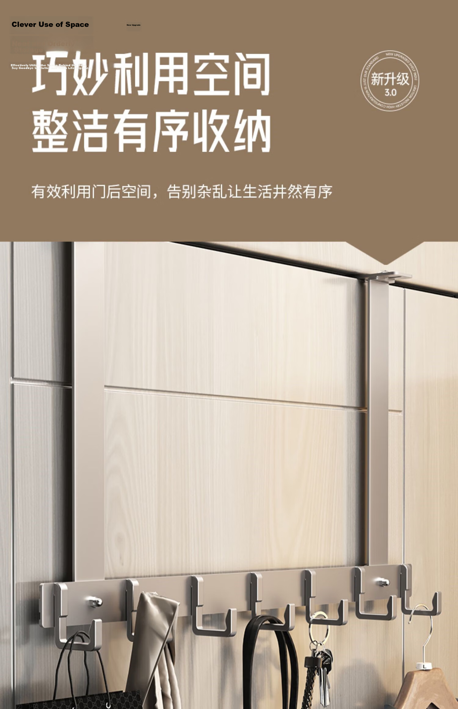 Xinpai Vintage Style Door Hanging Hook Silent No-Drill Bathroom Storage Rack Bedroom Over Door Clothes Hanger Adhesive Hook 4