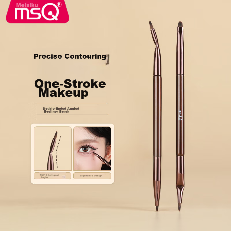MSQ Double-Ended Angled Eyeliner Brush Detail Brush Lower Eyelid Tear Trough Bent Eye Concealer Makeup Brush