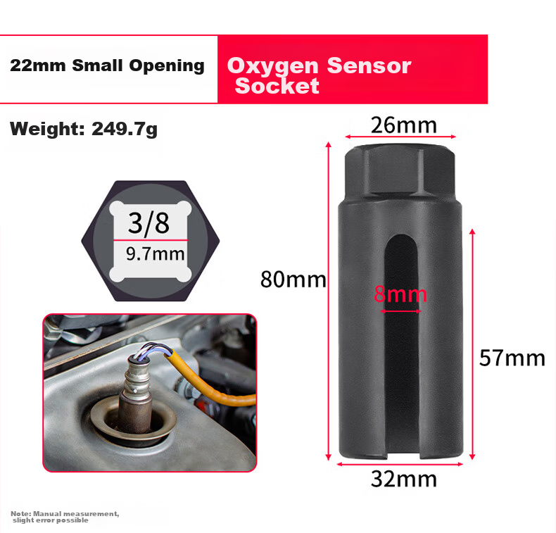 Kuanteng Car Front Oxygen Sensor Removal Tool Socket Wrench Adapter 22mm Open-End Wrench for Volkswagen 4