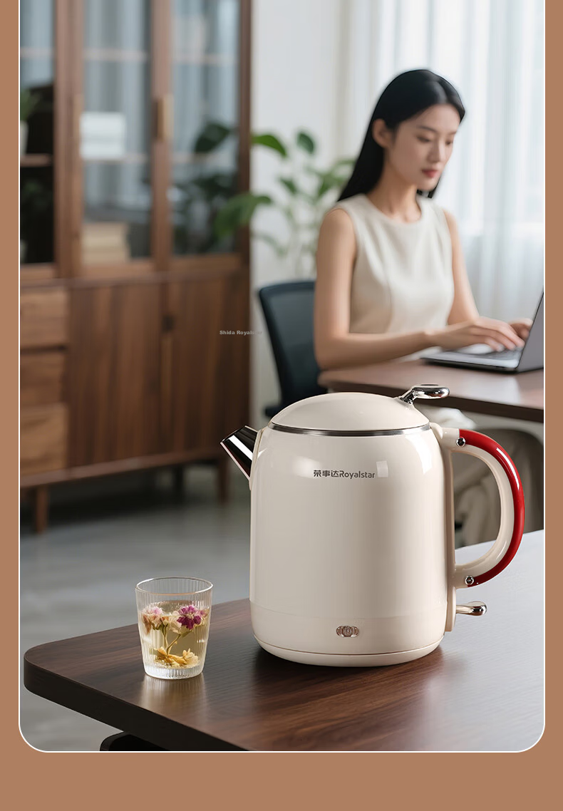 Royalstar Electric Kettle Vintage Thermostatic Insulated Large Capacity 1L Home Tea Office Fast Heating Portable 304 Stainless Steel KT1078 11