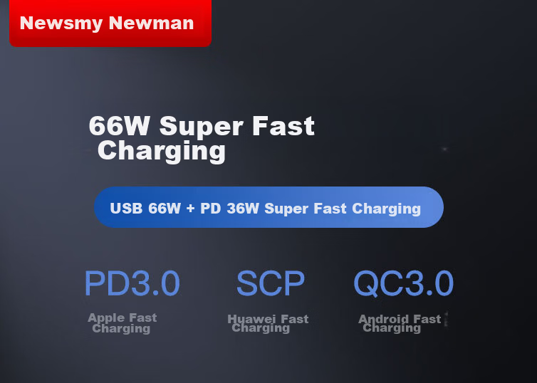 Newsmy Car Charger Cigarette Lighter Super Fast Charger Dual Port Adapter Apple 17 Huawei Honor Android Hidden 66W+PD36W Super Fast Charger 2