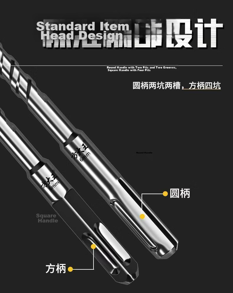 Fang Da Wang Straight Impact Drill Bit for Concrete, Rebar Resistant, Wear-Resistant, Durable, Quick Drilling, Square Shank 22*500mm 9