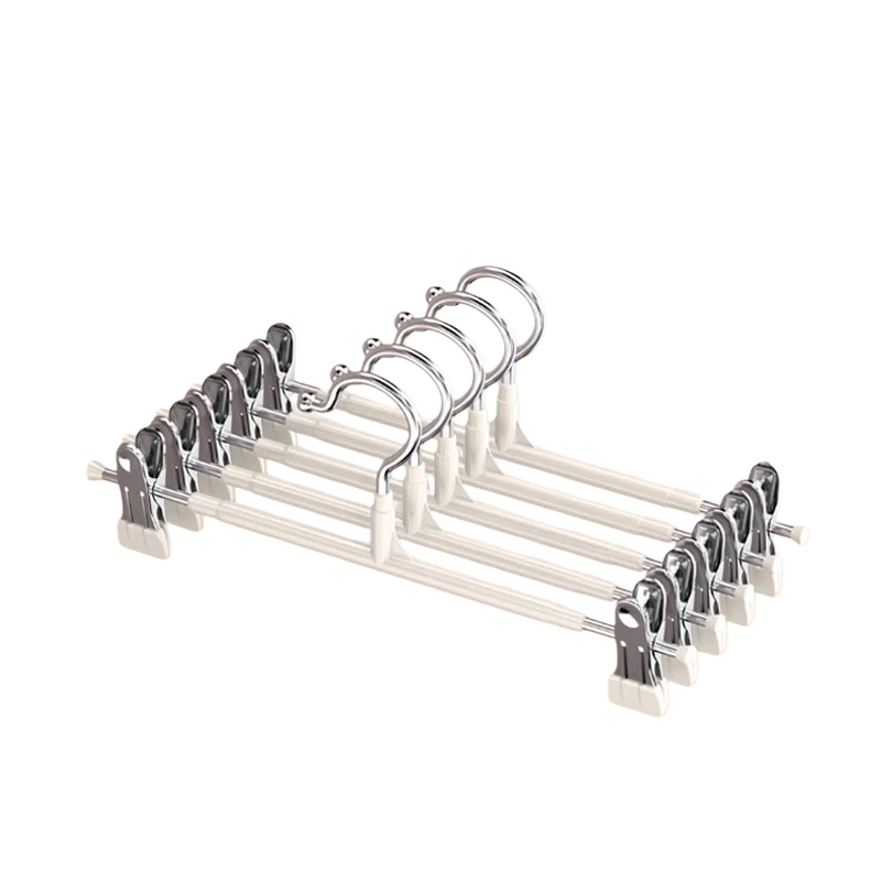 Mengtin Non-Slip Pants Hangers Clips Luxury Retractable Adjustable Thickened Clothes Hangers White 10 Pieces