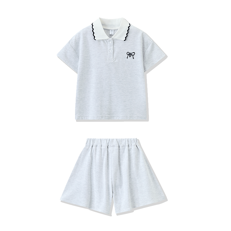 ASK JUNIOR Kids Summer Textured Sleeveless Vest Top and Girls Wide-Leg Shorts Two-Piece Set