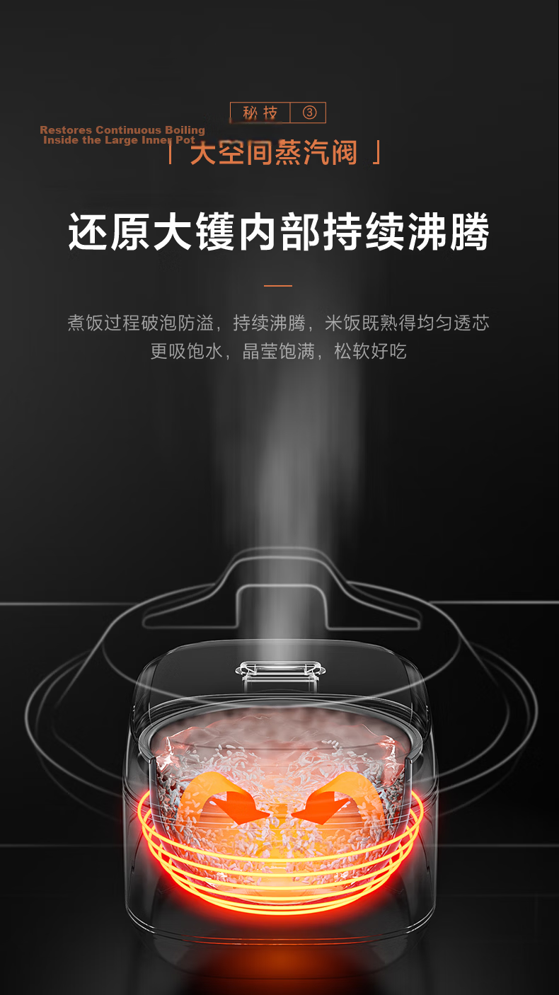 Midea 4L Large Capacity Smart Multifunctional Micro-Pressure Rice Cooker IH Induction Heating Energy Level 1 Porridge and Rice Cooker MB-FB40P501 6