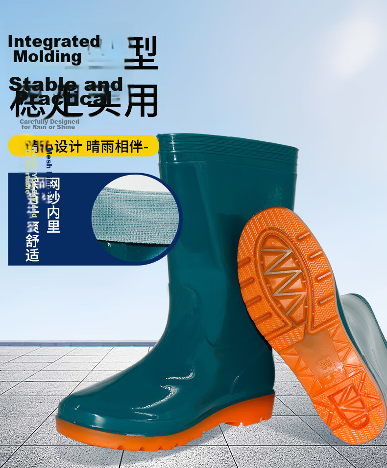 BAIGE Women's Mid-Calf Rain Boots Rubber Waterproof Slip-Resistant Acid-Base Resistant Farm Work Boots Dark Green Size 40 2
