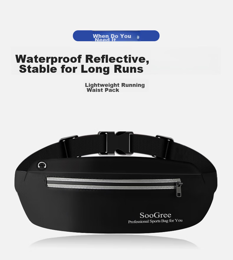 SooGree Running Waist Bag Unisex Outdoor Cycling Multifunctional Waterproof Reflective Waist Belt with Water Bottle and Phone Storage 2