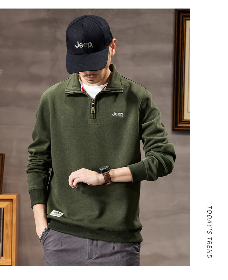 JEEP Spring And Autumn 2026 New Men's Sweatshirt with Lapel Collar, Versatile Casual Jacket, Loose-Fitting Sports Polo Collar Top for Men's Wear 20