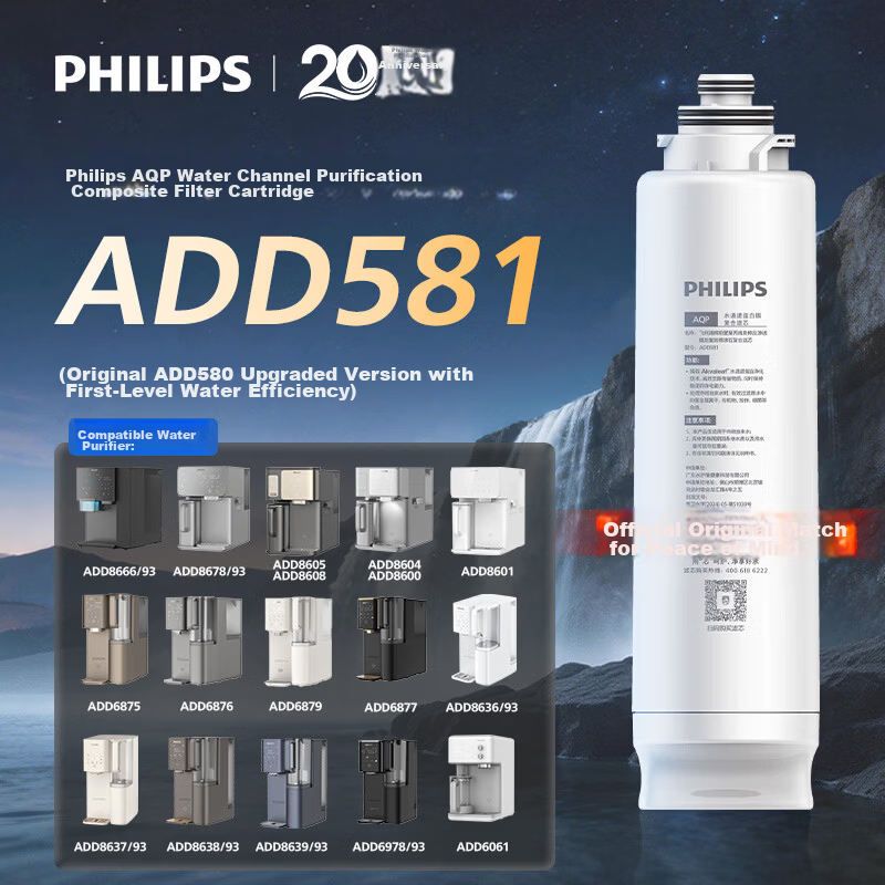 PHILIPS Water Purifier Filter Cartridge ADD581 (Compatible with ADD8666/8678/8605/8608/8604/8600/6876/6875/6866/6865/6860/6862/6890)