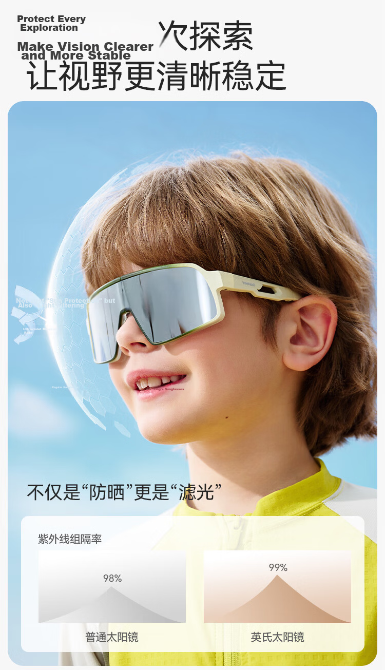 YEEHOO Kids Outdoor Cycling Glasses 3-12 Years [3D Full Folding] Sports Sandproof UV Protection Sunglasses 6