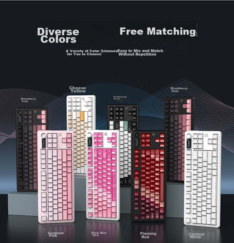 AJAZZ AJAZZ MK87 Wireless Mechanical Keyboard, Dual 8K Polling Rate, Wired/2.4G/Bluetooth, E-Sports Gaming 87-Key Mechanical Keyboard, Original Side-Engraved White Frosted, Xueke Switches 3