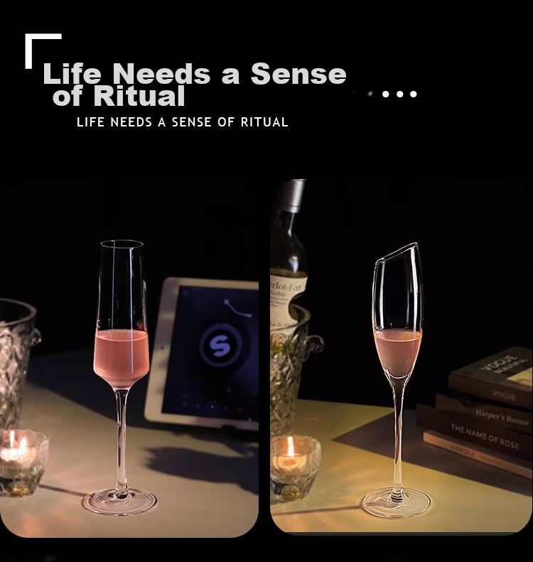 Eight Thousand Lines Champagne Glasses Set - White Wine, Red Wine, Cocktail, Sparkling Glasses Portable High-Quality Pair 2