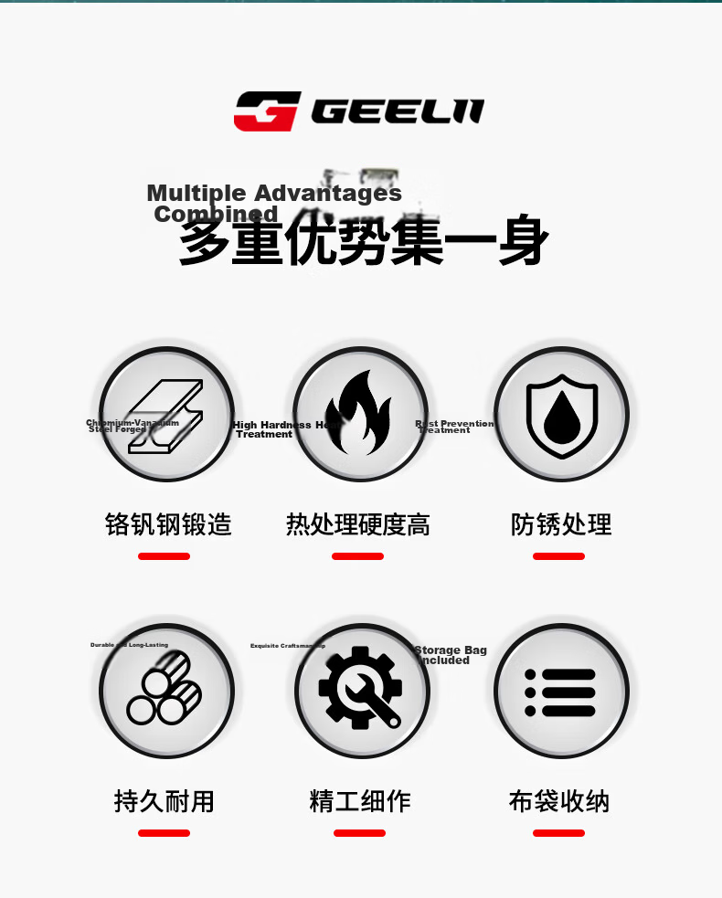 GeeLii Plum Blossom Open-End Wrench 14-Piece Set Auto Repair Mechanic Dual-Use Quick Fixed Wrench 55087 1