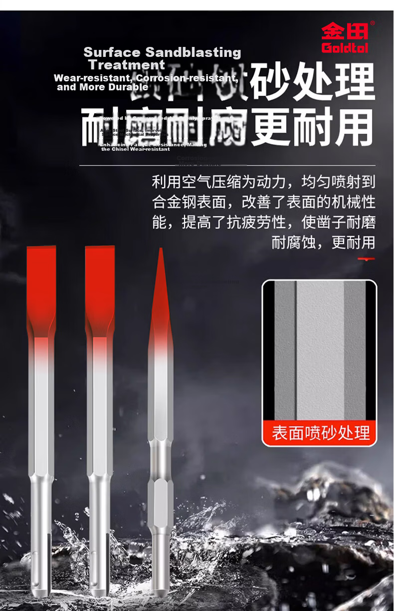 Jintian Spring Steel Square Handle 19x280x120mm Wide Flat Chisel Electric Hammer Chisel Impact Drill Concrete Electrical Grooving Tool 9