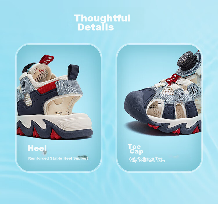 HOBIBEAR Children's Closed-Toe Sports Sandals, Summer Boys' Beach Shoes, Girls' Sandals, JD80U78, Blue And White, Size 28 6