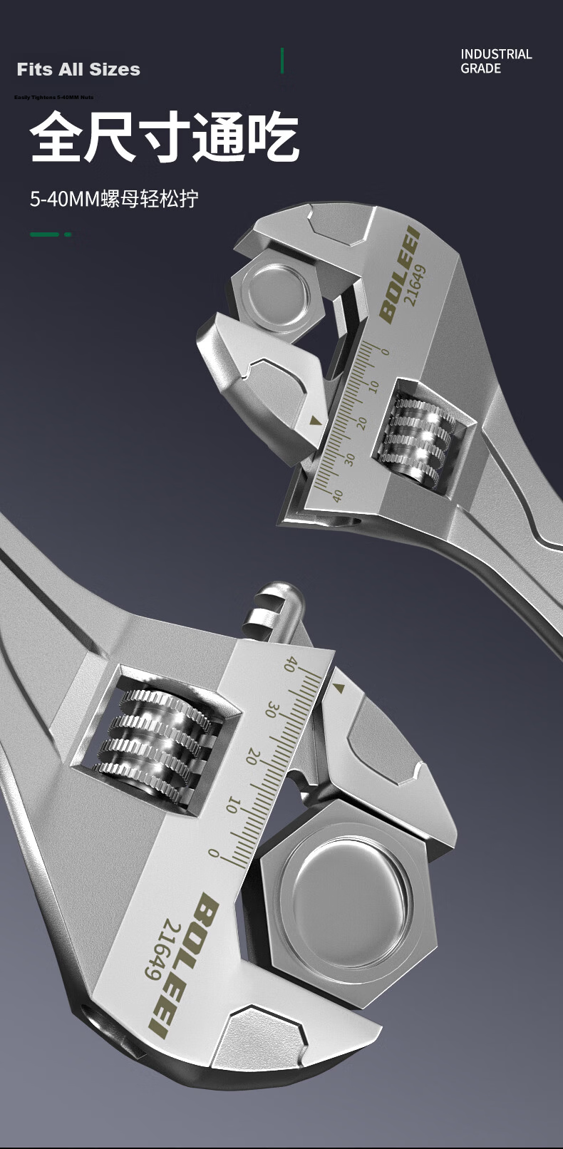 Baolian Adjustable Wrench and Pipe Wrench Set Multifunctional Household Hardware Large Opening Plumbing Wrench 4