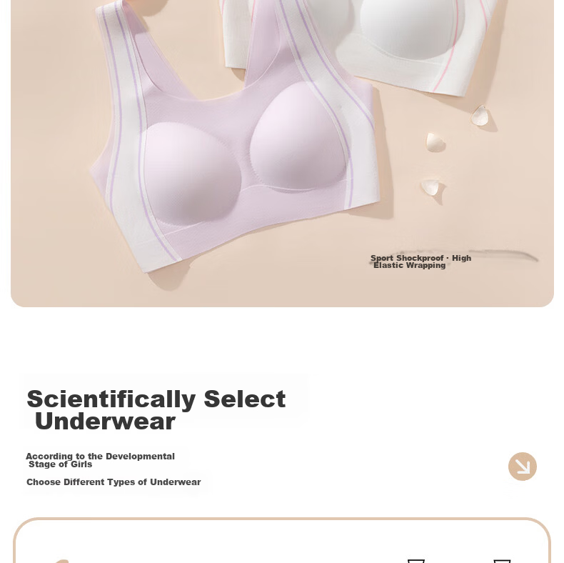 Meishianxuan High School Girls Sports Shockproof Fixed Cup Developmental Underwear Stage 2-3 Girls Vest 3