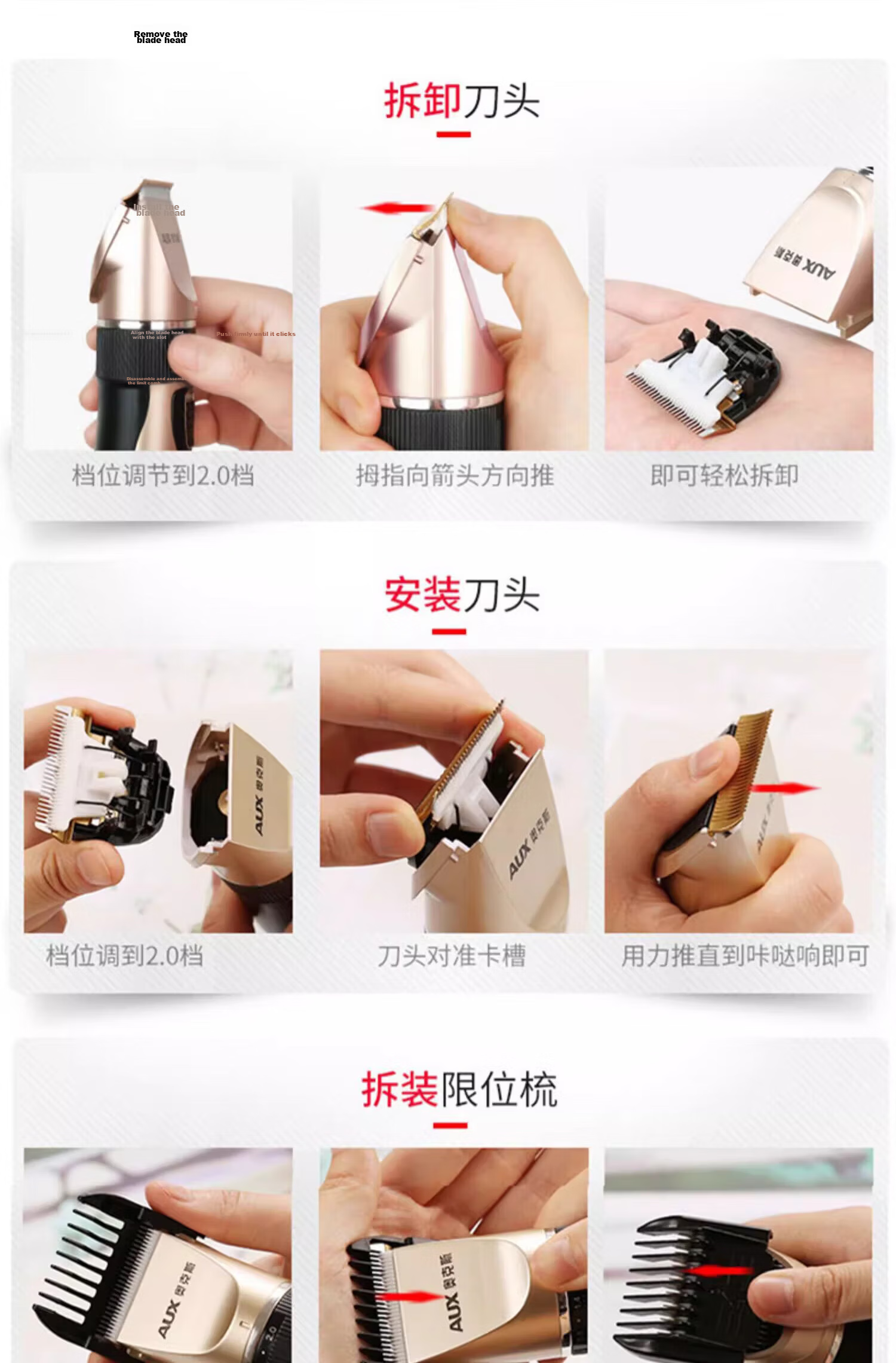 AUX Pet Hair Clipper Electric Dog Grooming Trimmer Large Dog Teddy Pet Hair Cutter Cat Hair Shaver Pet Shop Graduation Gift 25