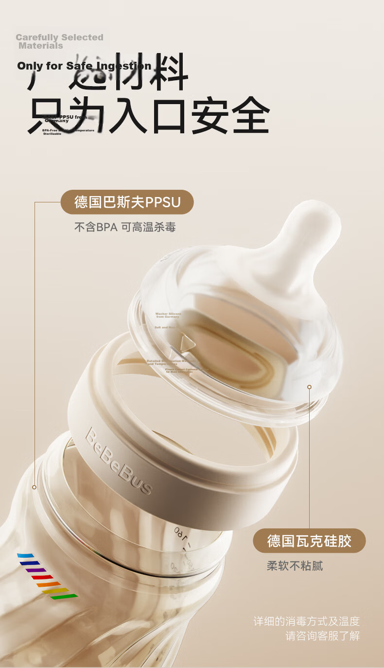Bebebus Diamond Glow PPSU Anti-Colic Newborn Baby Bottle 0-1 Month 160ml with Eccentric Anti-Choke Nipple Simulating Breastfeeding 15