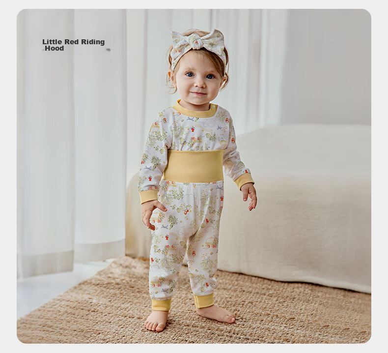 OUYUN Baby And Children's Pajamas, Spring And Autumn, for Boys And Girls, Pure Cotton, High-Waist Belly Protection, Warm Set, Hamster Bun, Size 73 34