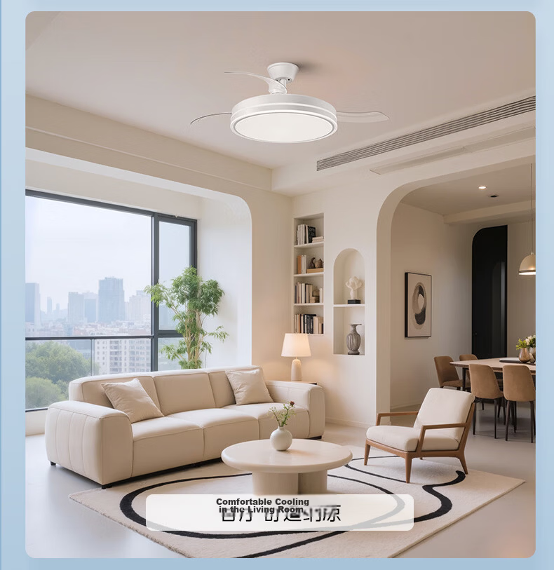 Midea FY2 LED Ceiling Fan Light with Stepless Dimming 48W Eye Protection for Bedroom and Dining Room, Installation Included 10