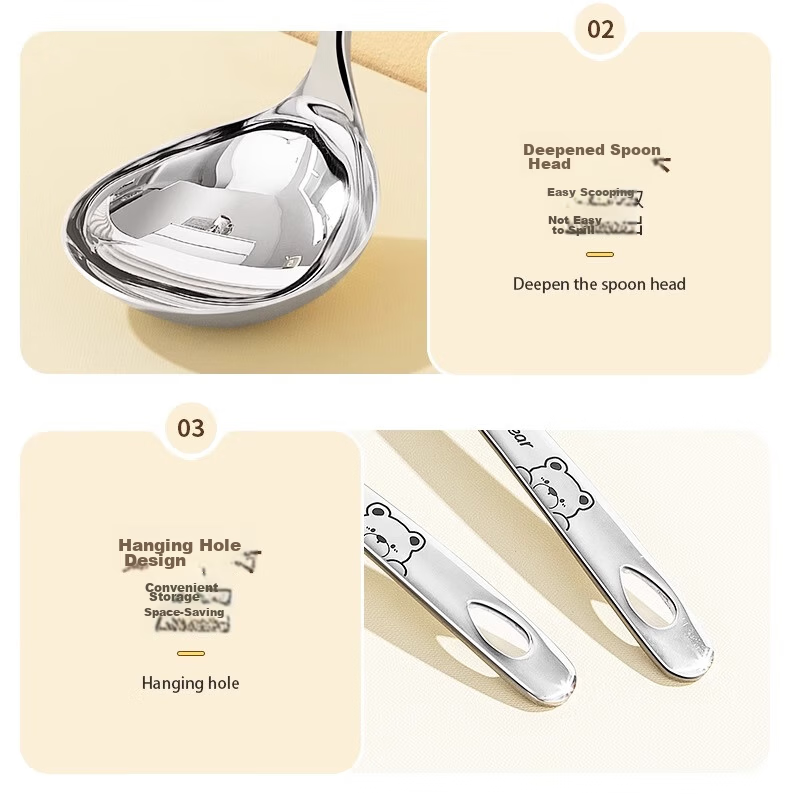 Guofeng 316 Stainless Steel Large Soup Ladle and Skimmer Set for Hot Pot, Household Soup Ladle and Skimmer Combo 9