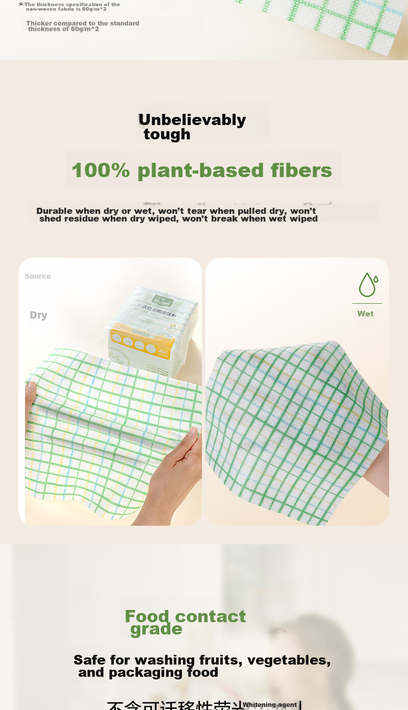 One's Member Disposable Multi-Purpose Cleaning Cloths 40pcs*6 Packs OM Heavy-Duty Large Kitchen Dishwashing Cloths 7