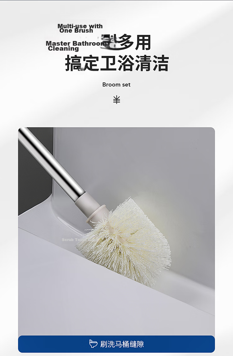 LYNN Antibacterial Toilet Brush with Extended Handle, Round Head, No Dead Angle, Smart Toilet Cleaning Kit 14