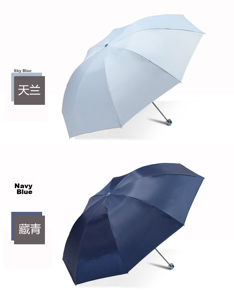Paradise Umbrella Windproof Three-Fold Portable Folding Water-Repellent Quick-Dry Dual-Use Umbrella for Men and Women 307 Dark Navy 5