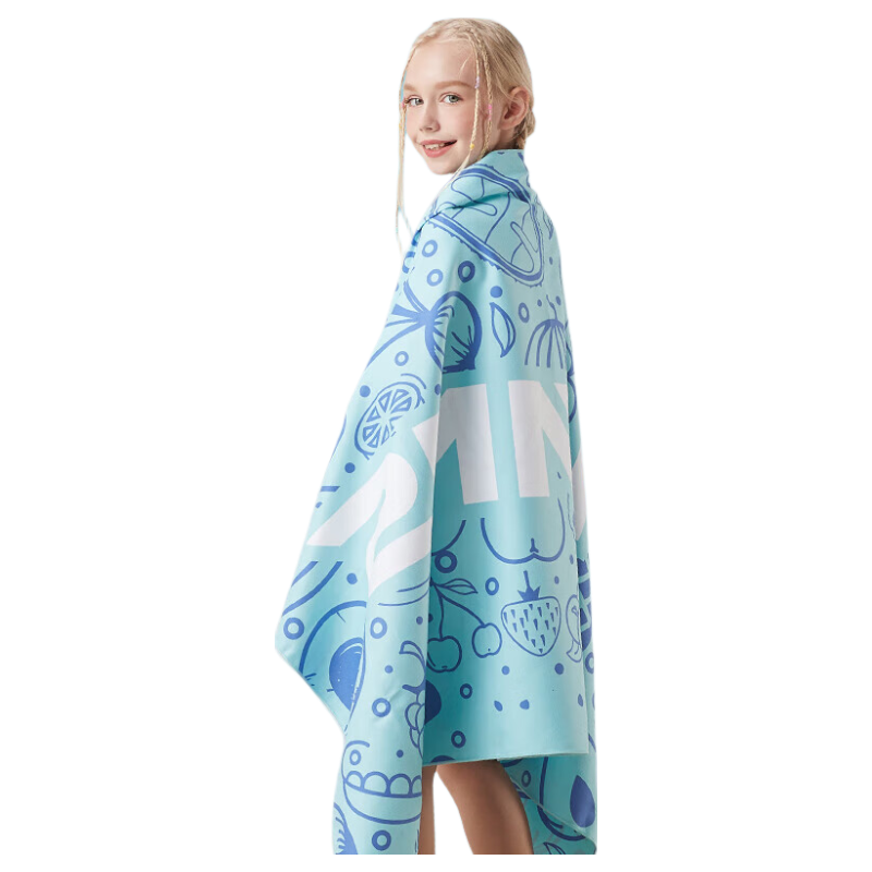 SWANS Children's Bath Towel Cape Bathrobe Swimming Beach Towel for Girls And Boys, Cartoon Quick-Drying Absorbent Towel, Ice Blue