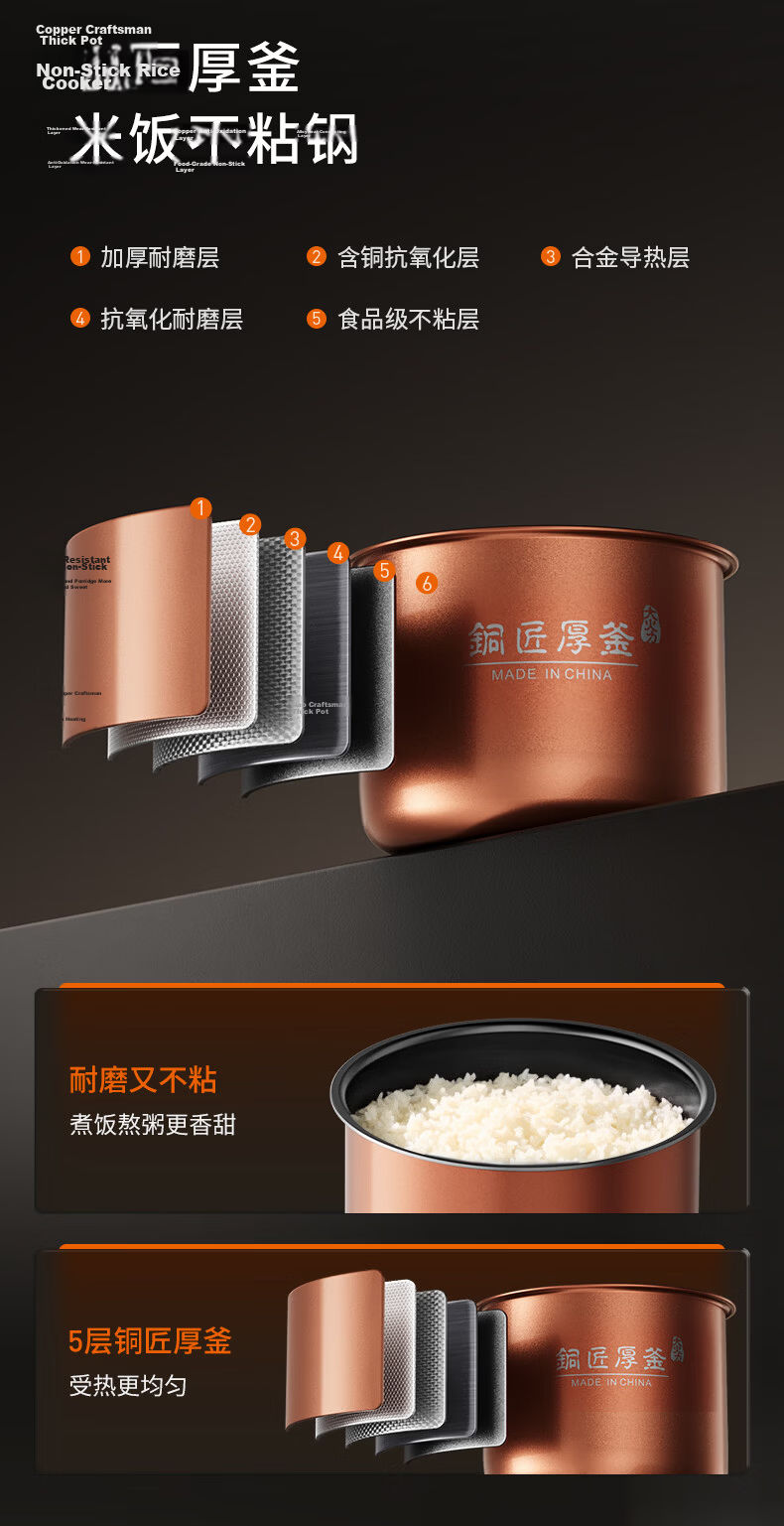Joyoung Airless Pressure Cooker Series, 5L Dual Inner Pot, 100kPa Intelligent Reservation, Home Use, Titanium-Coated Inner Pot, 50Z150 Electric Rice Cooker, High-Pressure Cooker for 4-6 People 22