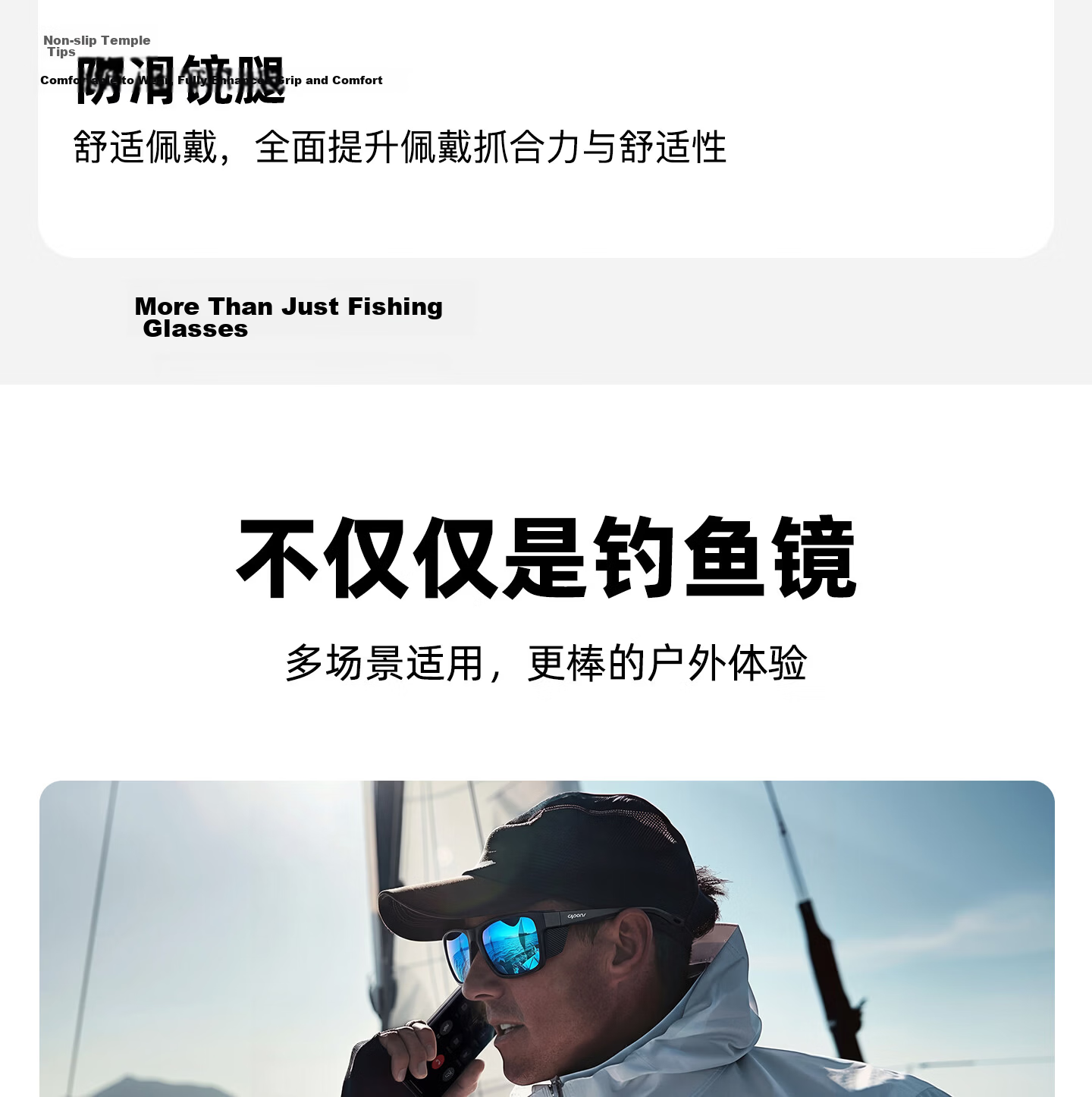 CAPONI German Imported Polarized Fishing Sunglasses HD Float Viewing Men's Cycling Sports UV Protection Sunglasses 16