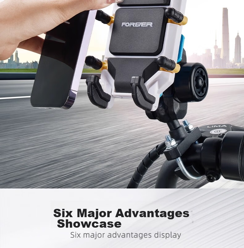 Forever Motorcycle Phone Holder Shockproof Anti-Shake Electric Vehicle Phone Mount Waterproof Compatible with Ninebot and Niu Electric Scooters 2