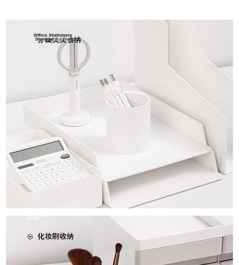NUSIGN Round Pen Holder Office Desk High-Value Light Luxury Thickened Large Capacity Desktop Organizer Storage Box German Creative Design Office Supplies Ivory White NS023 6
