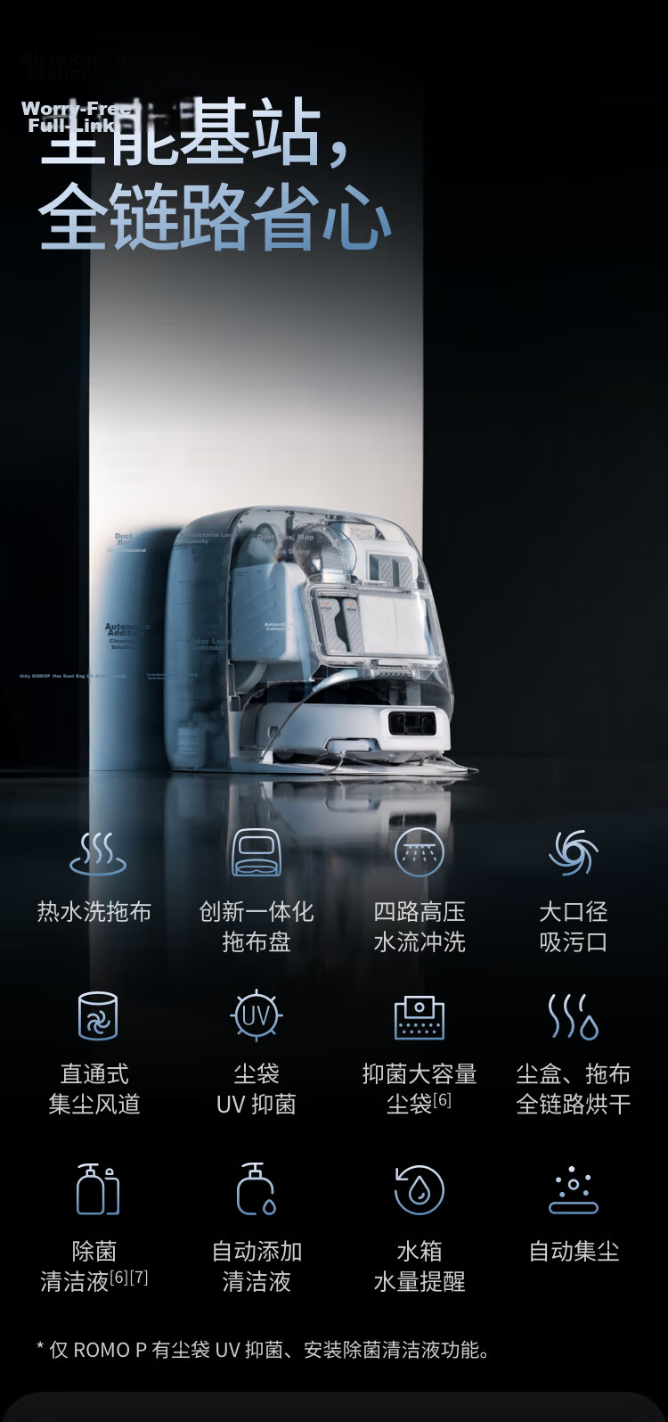 DJI ROMO P Water Tank Edition Flagship Transparent Robot Vacuum Cleaner with Obstacle Avoidance and Fully Automatic Sweeping and Mopping 26