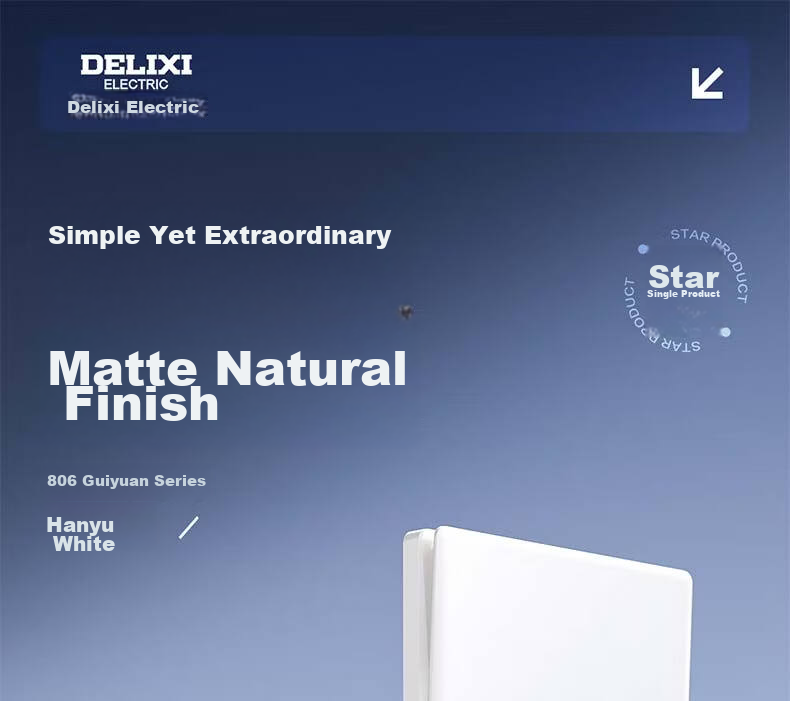 DELIXI Switch Socket CD806 Matte Frosted Cream Style Large Panel Category 6 Computer Socket Jade White 2