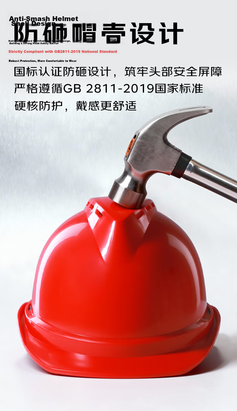 Norris ABS Safety Helmet Construction Site National Standard Thickened Anti-Smash Impact-Resistant Construction Engineering Helmet Enhanced Ventilated Yellow 3